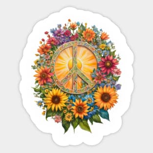 Flower Power Peace Sign by Free Spirits & Hippies Sticker